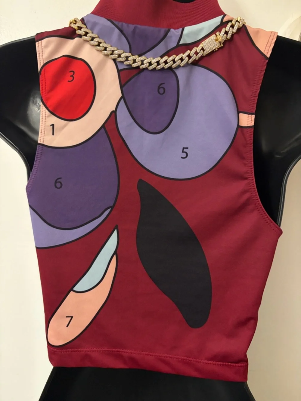 adidas Burgundy Sleeveless Mock-Neck Cropped Tank - Picture 3 of 3